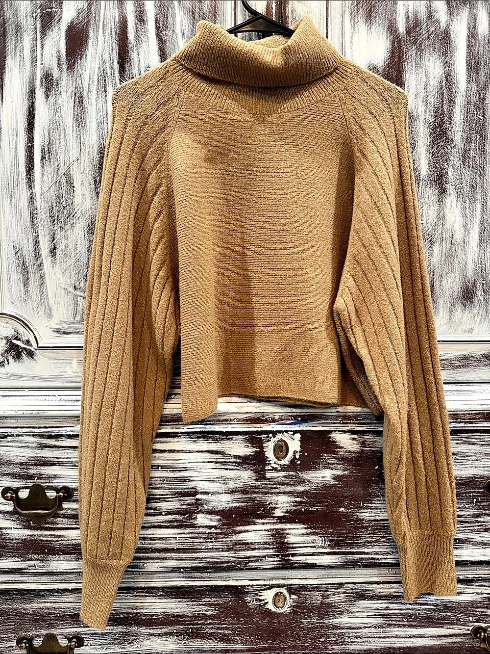 LUSH Cropped Brown Cowl Neck Sweater Like New